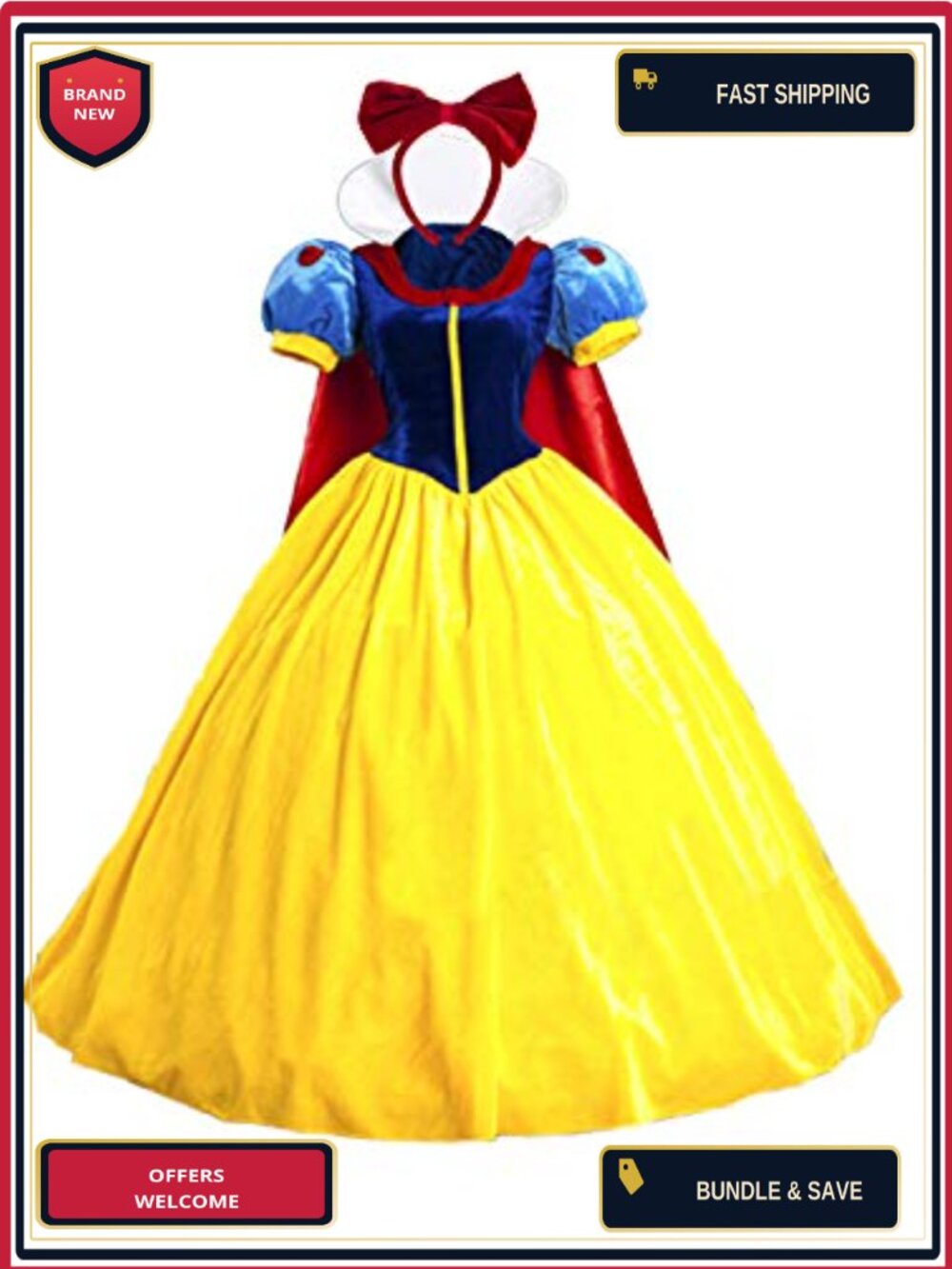 Princess Costume Dress Set Satin Polyester Velvet Women Halloween Cosplay